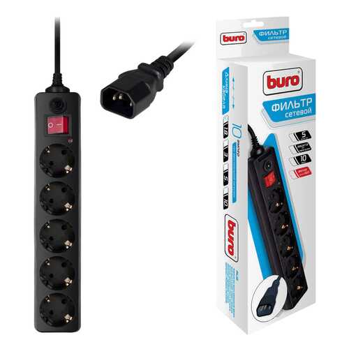 Сетевой фильтр BURO 500SH-1,8-UPS-B, 5 розеток, 1,8 м, Black в Miele