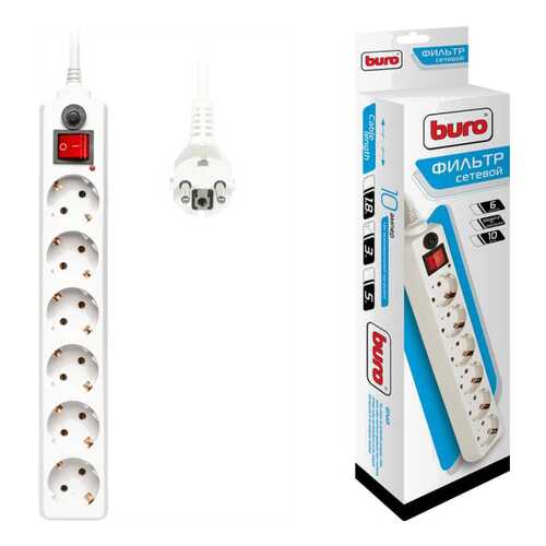 Сетевой фильтр BURO 600SH-5-W, 6 розеток, 5 м, White в Miele