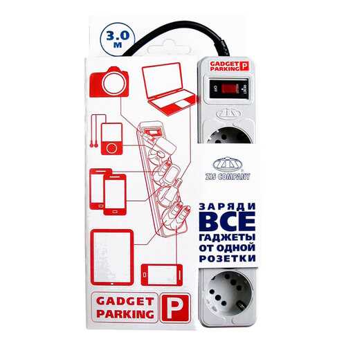 Удлинитель Gadget Parking, 4 розетки, 3 м, Grey в Miele