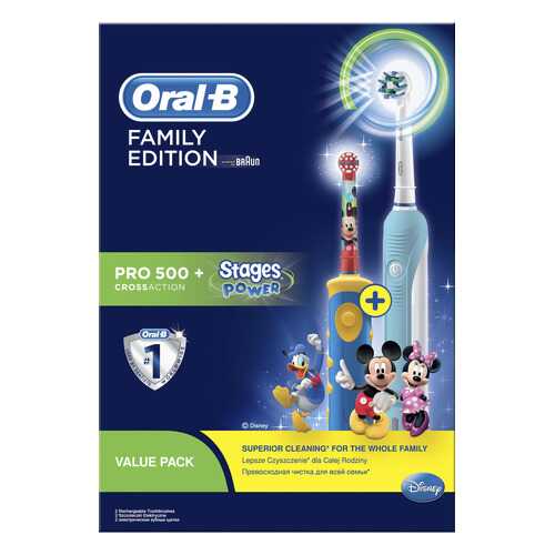 Электрическая зубная щетка Braun Oral-B Pro 500 CrossAction+Stages Power Микки в Miele